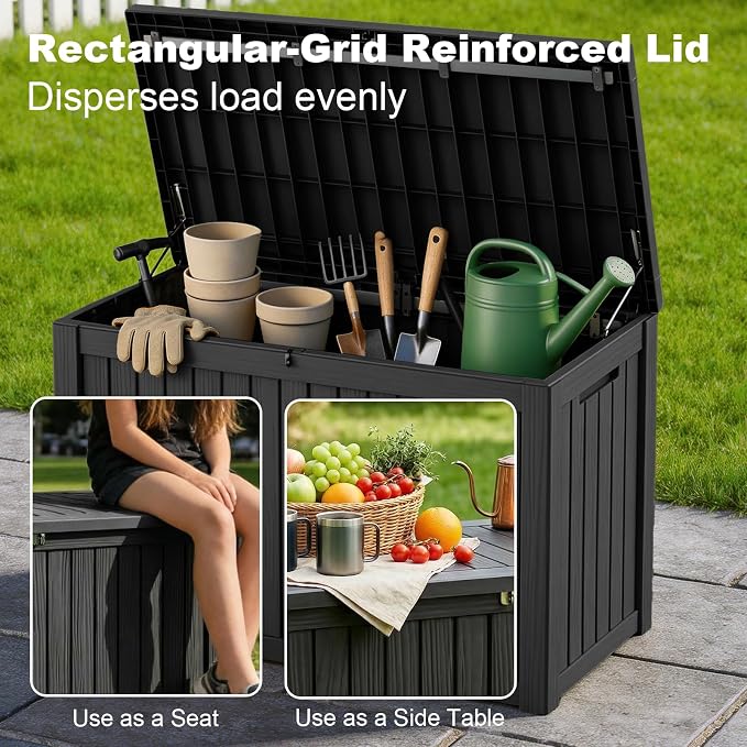 Vixzen 180 Gallon Deck Boxes Outdoor Waterproof, Resin Lockable Storage Box - Image 6