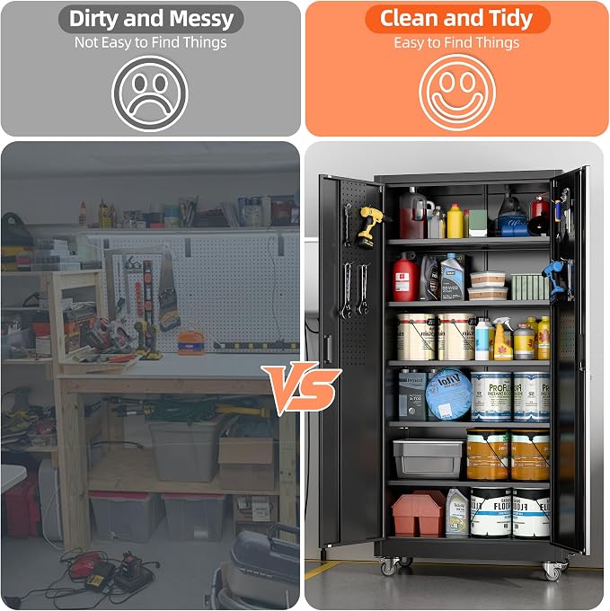 Aobabo 71" H×34" W×18" D Garage Storage Cabinet - Image 6