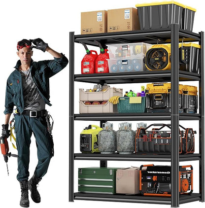 Storage Shelves, Garage Metal Shelving Unit, Adjustable, Double-Layer Column by Beaunatixx