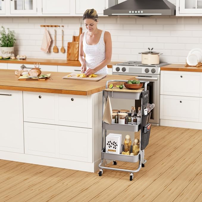 DTK 3 Tier Metal Utility Rolling Cart - Image 6