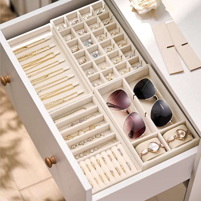 Velvet Jewelry Drawer Organizer Trays – 4-Layer Stackable Jewelry Storage - Image 5