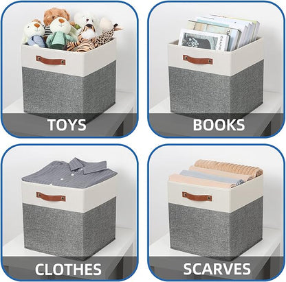 Temary 13x13 Storage Cubes 4 Pack Fabric Cube Storage Bins Large Storage Baskets - Image 4