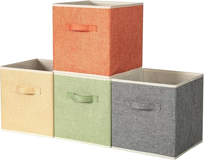 Storage Cube Organizer Bin 10.5" x 10.5" x 11" Large Boxes Fabric Basket by DOMEraax
