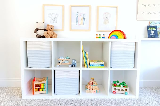 NaturalCozy 13x15x13 Kallax Storage Cubes Bins, 3 Pack | Cotton Rope Cube - Image 3