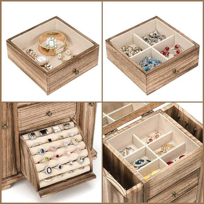 Emfogo Jewelry Box for Women, Rustic Wooden Jewelry Boxes & Organizers - Image 5