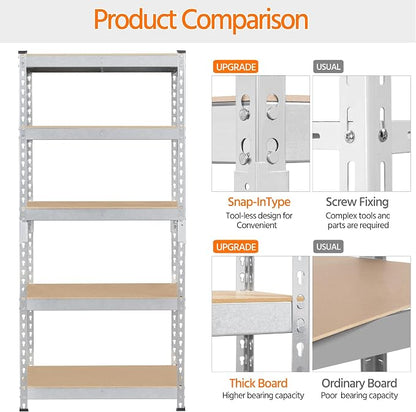 Topeakmart 2 PCS 5-Tier Utility Shelves, Metal Storage Shelves Garage Shelving - Image 6