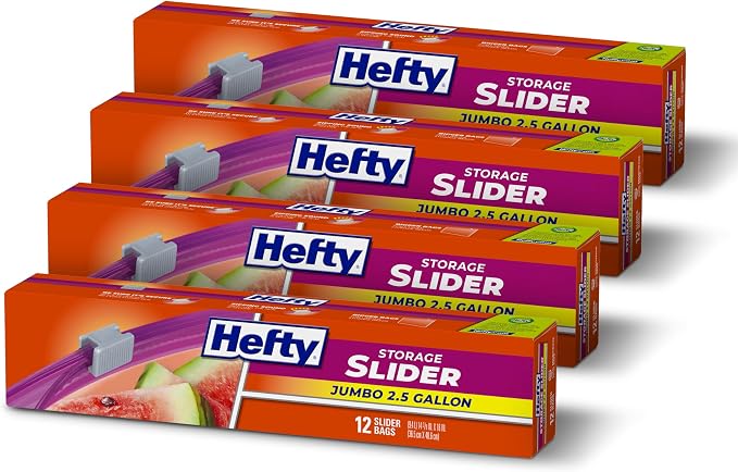 Hefty Slider Jumbo Storage Bags, 2.5 Gallon Size by Hefty