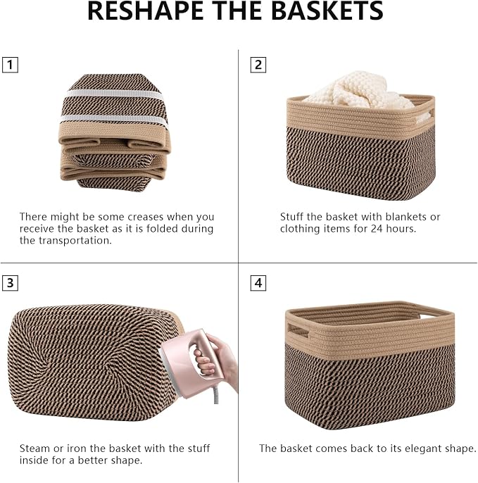 4 Pack Storage Baskets for Organizing, Woven Baskets for Shelves - Image 5