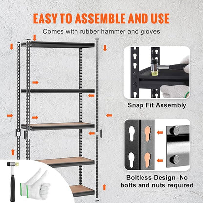 VEVOR Storage Shelving Unit, 5-Tier Adjustable, 2000 lbs Capacity, Heavy Duty - Image 6