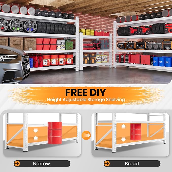 71”W Garage Shelving Units, 5000LBS Storage Shelves Heavy Duty, 4 Tier Large - Image 4