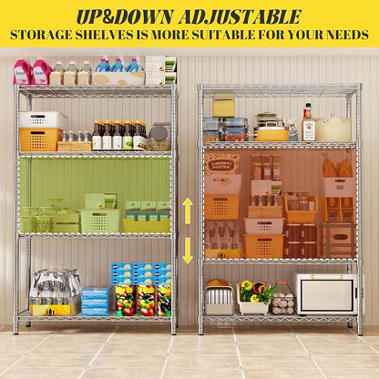 Storage Shelves, 4-Tier Adjustable Metal Industrial Utility Shelf Rack - Image 6