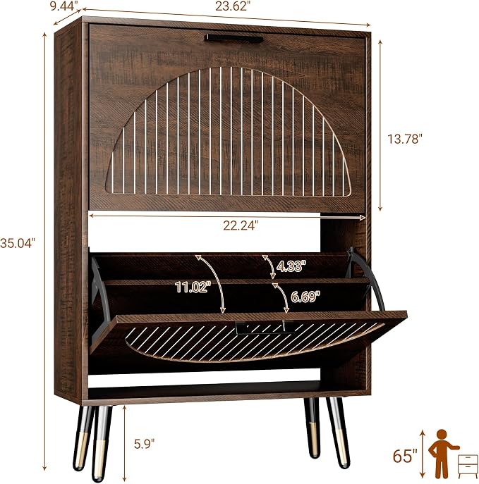 Farmhouse Shoe Cabinet Storage for Entryway, Slim Hidden Shoe Rack Cabinet | 1 - Image 2