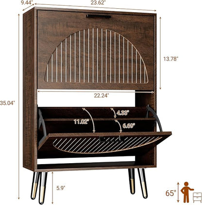 Farmhouse Shoe Cabinet Storage for Entryway, Slim Hidden Shoe Rack Cabinet | 1 - Image 2