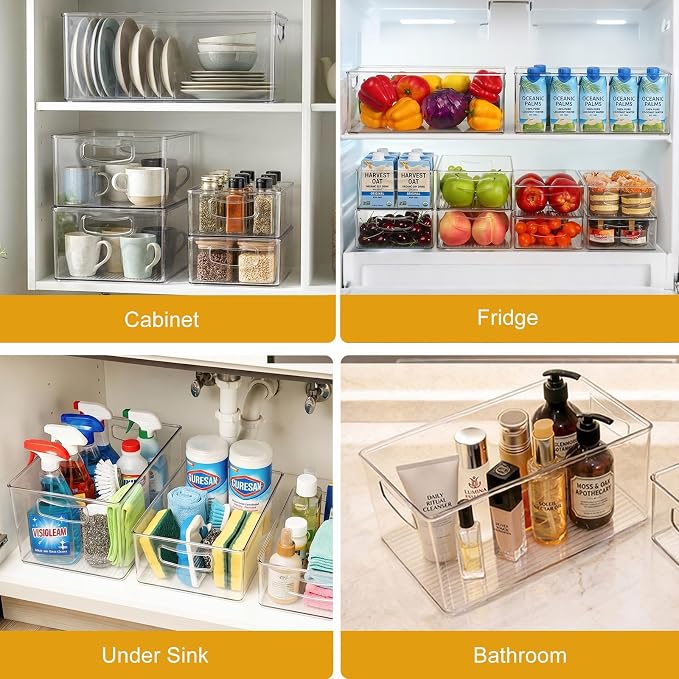 Hudgan 8 Pack Freezer Organizer Bins, Pantry | Straight Side, 3 Sizes, 2 XL - Image 7