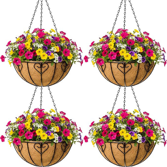 4pcs 16 inch Metal Hanging Baskets Round Wire Plant Stand by SMYAXUNW