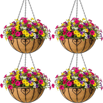 4pcs 14 inch Metal Hanging Baskets Round Wire Plant Stand by SMYAXUNW