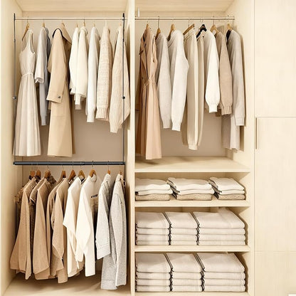 Hanging Closet Rod, Hanging Clothes Organizer, Adjustable, 2 Pack | Metal - Image 7