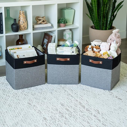 OrganiHaus 13" x 13" x 13" Cube Fabric Storage Bins Set of 4, Fabric Storage - Image 4
