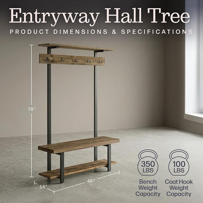 Pomona Solid Wood Entryway Hall Tree - Image 2