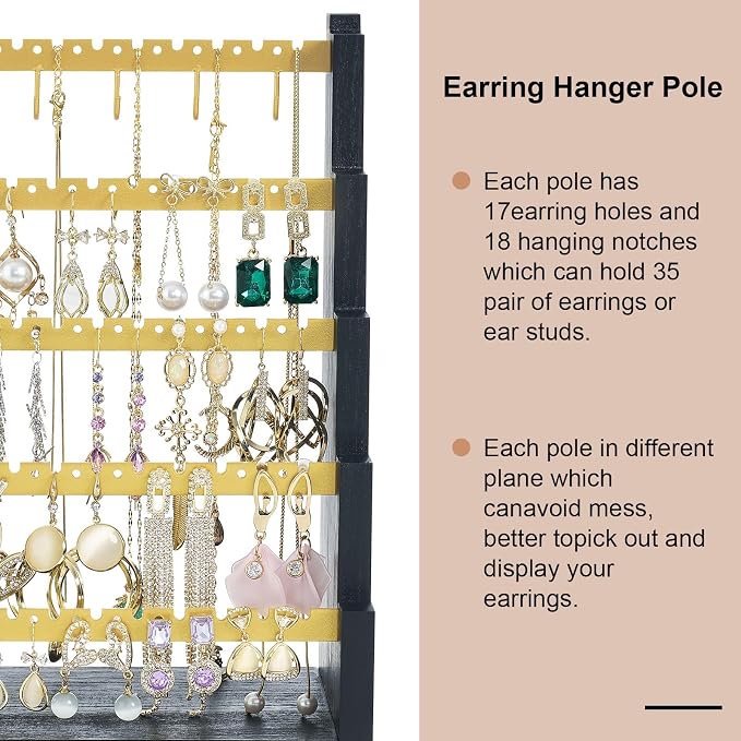 Pinzoveco Earring Organizer, 5 Layer Earring Holder Organizer - Image 4