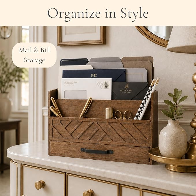 BLU MONACO | Wooden Mail Organizer - Image 3
