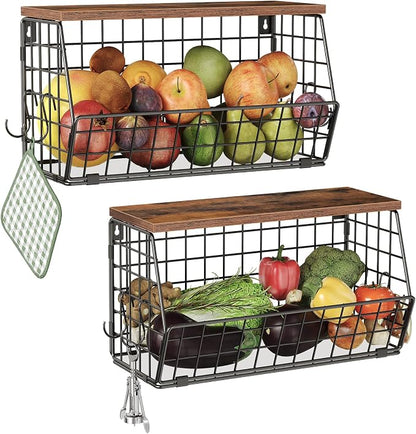 2-Tier Fruit Basket for Kitchen, Stackable wire basket by Choezon