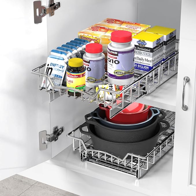 Simple Houseware Under Cabinet Pull Out Sliding Shelf Drawer, 18Dx11W | - Image 5