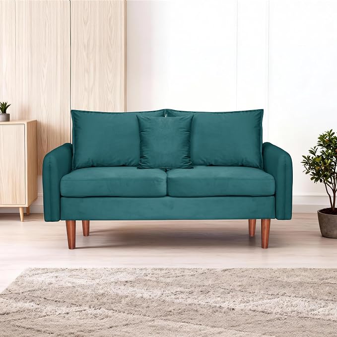 56.1" Round armrest Velvet Loveseat Sofa, mid-Century Modern Style, Luxurious - Image 6