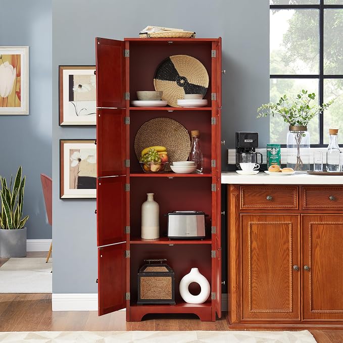 72" Tall Farmhouse Storage Cabinet, 4 Tier Kitchen Pantry Cabinet - Image 7