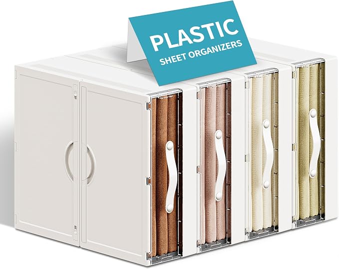 Plastic Bed Sheet Organizers and Storage 4 Pack Sheet Set Storage Organizer by MSHOMELYDIRECT
