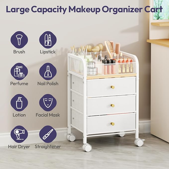 SWTYMIKI Rolling Makeup Organizer Cart - Image 4