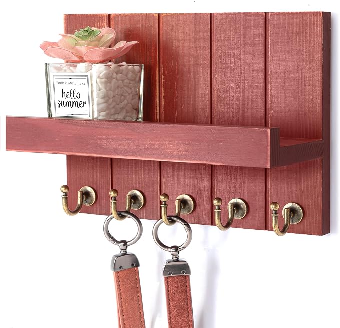 Rebee Vision Pine Wood Key Holder Wall Mount – Rustic Key Holder by REBEEVISION