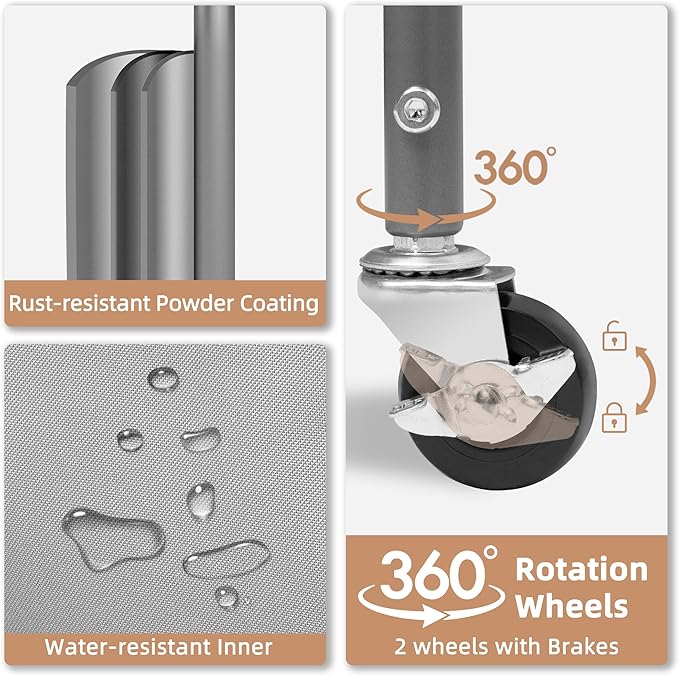 STORAGE MANIAC 80 Liters Vertical Rolling Laundry Hamper, 2 Section Laundry - Image 4