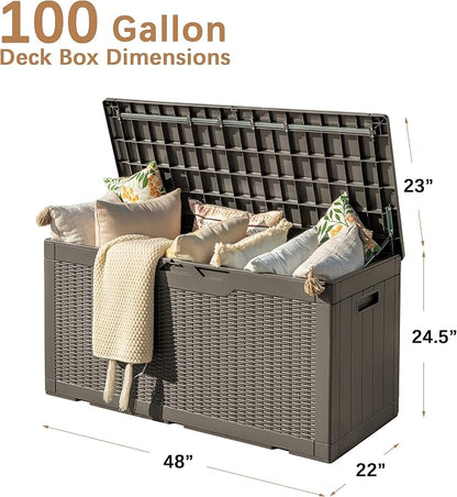 Devoko 97 Gallon Deck Box, Waterproof Resin Outdoor Storage Box - Image 4