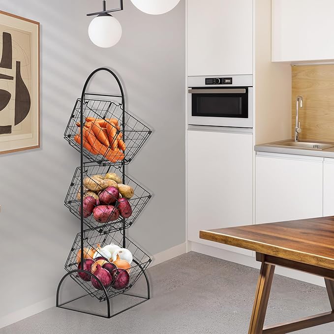 Sorbus 3-Tier Wire Market Basket Storage - Image 3