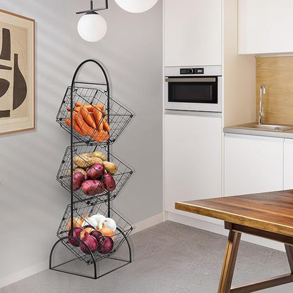 Sorbus 3-Tier Wire Market Basket Storage - Image 3