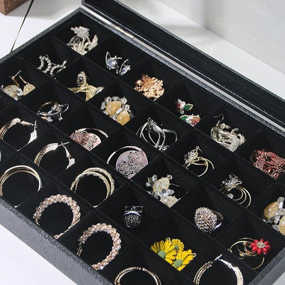 Coward Ring Earring Jewelry Organizer Box, 35 Grids Dustproof Display Holder - Image 2