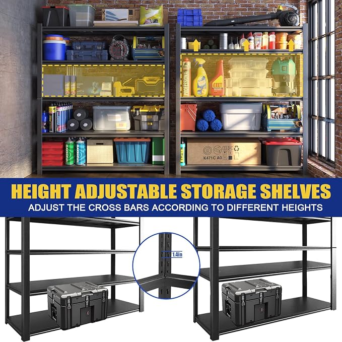 3000LBS Garage Shelving Units and Storage, Heavy Duty Shelf Rack, 5 Tier Shelves - Image 5