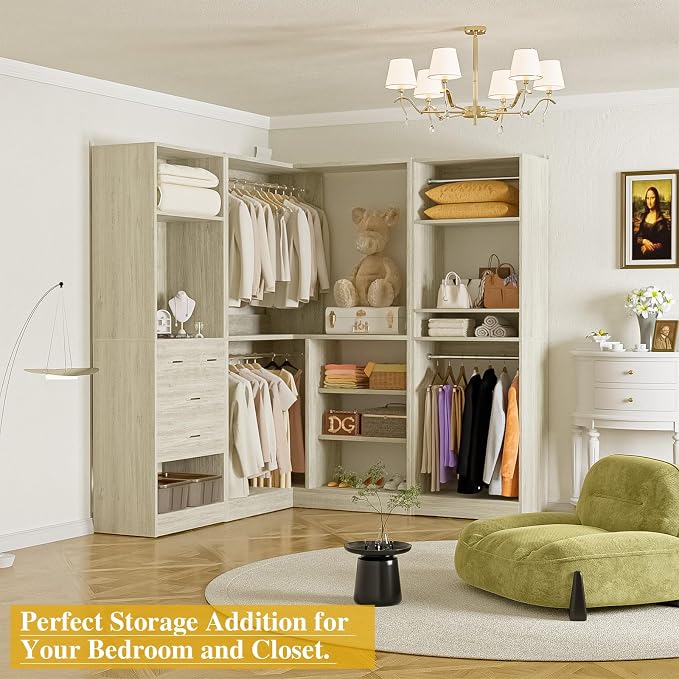 Unikito 86 Inch Closet System, 3 Sets Corner Closets Organizer - Image 6