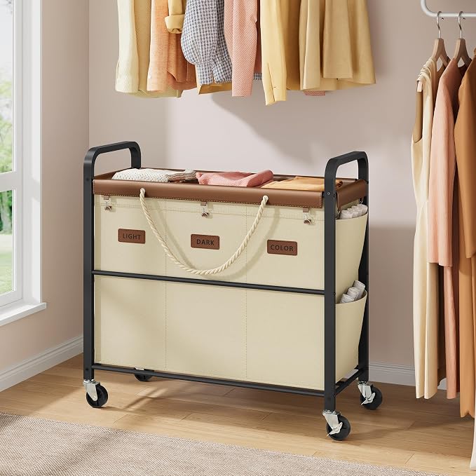 Tajsoon 148L Large Laundry Sorter 3 Section, Laundry Hamper - Image 8