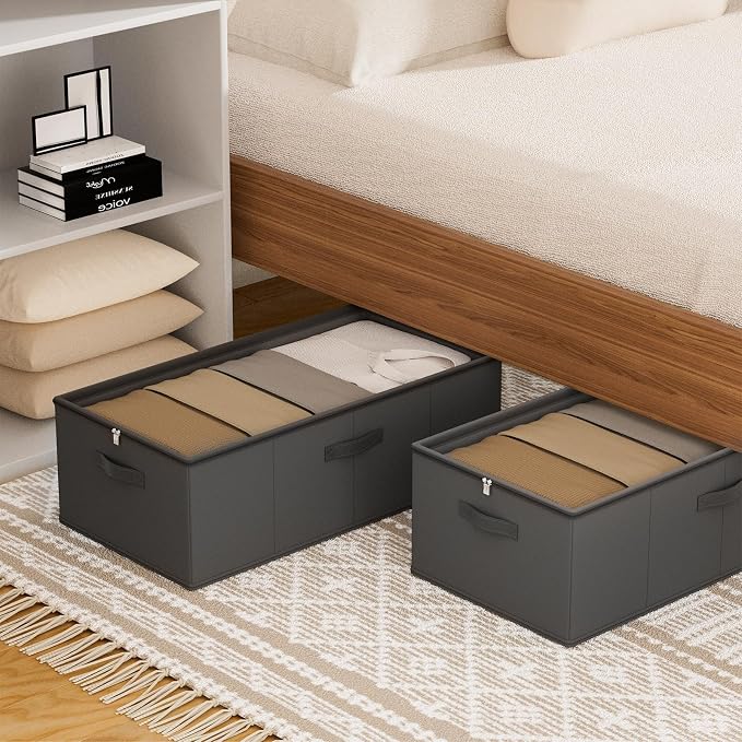 2 Pack Under Bed Storage Containers, 10 Inch Tall Underbed Clothes Storage - Image 5