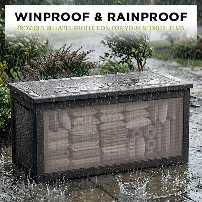 PatioZen 330 Gallon Outdoor Storage Box, Heavy Duty Resin Large Deck Box - Image 5