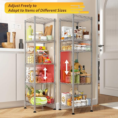 5 Wire Shelving Metal Shelves Storage Rack:Adjustable Storage Shelves Standing - Image 4