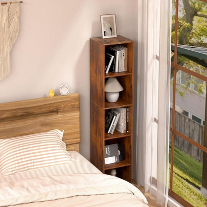 5 Cube Storage Organizer, 5 Tier Vertical Cube Bookcase Freestanding Storage - Image 2