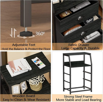 Furnulem Black Night Stand, Small Dresser - Image 6