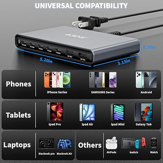 GaN5 430W USB C Charger Block Charging Station, Apple 7 Port Fast Charging Block - Image 4