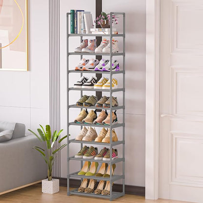 OYREL 10-Tier Metal Shoe Rack, Narrow Shoe Rack Organizer, Sturdy Shoe Shelf - Image 8