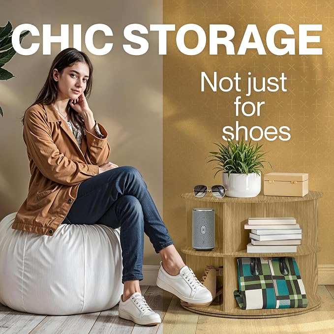 LOFT + IVY 7 Tier Rotating Shoe Rack Tower – 360° Spinning Storage Organizer - Image 8