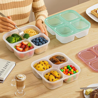 Canfanni 6 Pcs Snack Box Container Set, Reusable 3&4 Compartment Meal Prep - Image 2