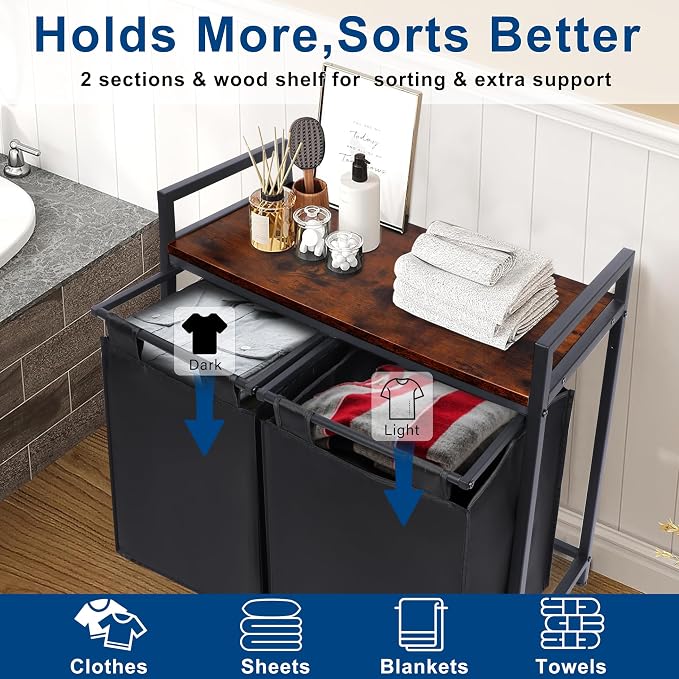 Whitmor Laundry Sorter, 92L Laundry Hamper - Image 5